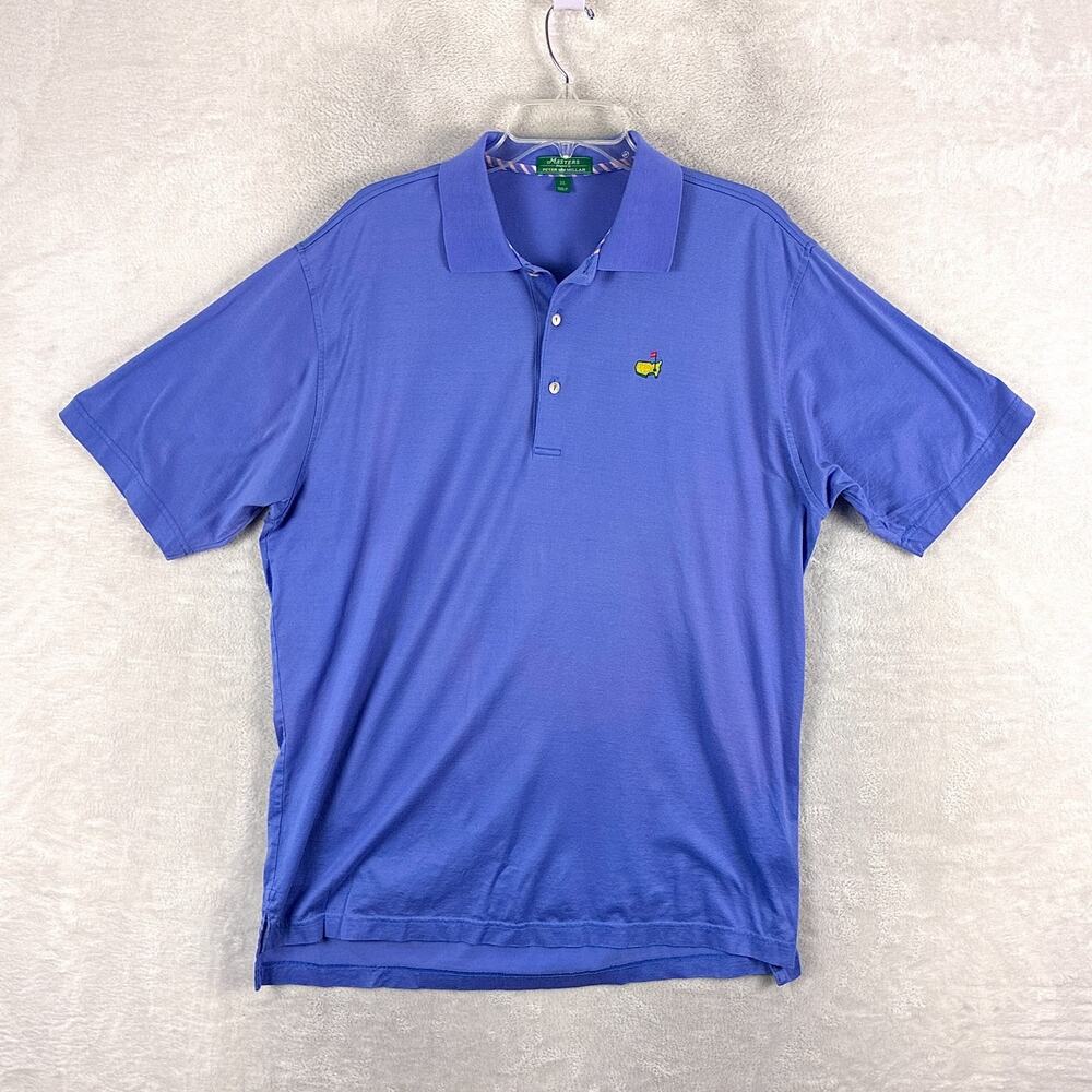 Masters x Peter Millar Polo Shirt Mens XL Periwinkle Embroidered Preppy Golf